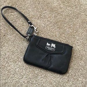 Coach black leather wristlet